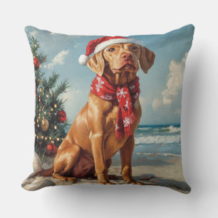 Vizsla Dog Christmas Vintage Beach Cushion