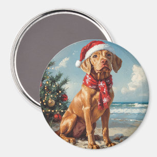Vizsla Dog Christmas Vintage Beach Magnet