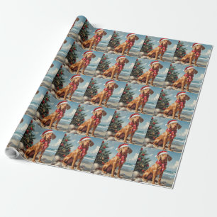 Vizsla Dog Christmas Vintage Beach Wrapping Paper