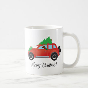 Vizsla Dog Driving a Christmas Car Coffee Mug