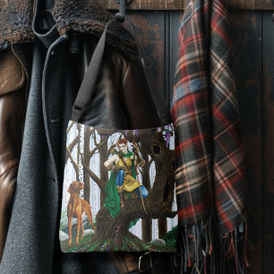 Vizsla Dog Elf Forest Crossbody Bag