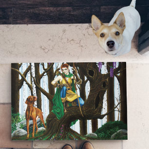 Vizsla Dog Elf Forest Doormat