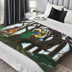 Vizsla Dog Elf Forest Fleece Blanket