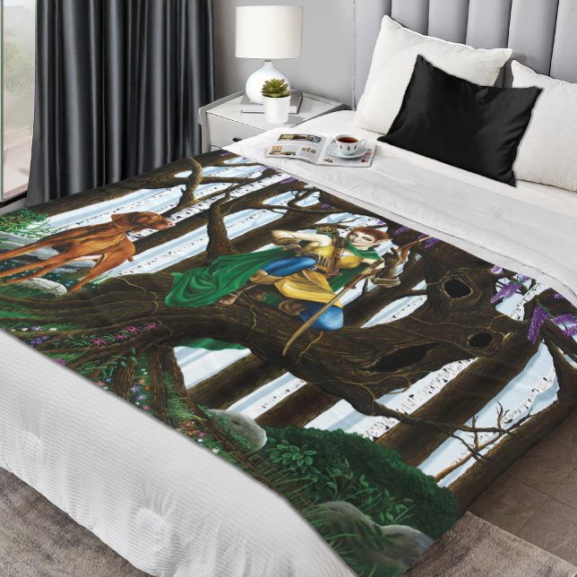 Vizsla Dog Elf Forest Fleece Blanket (Creator Uploaded)