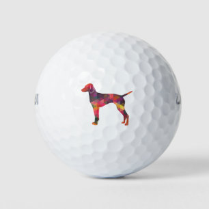 Vizsla Dog Geometric Pattern Silhouette Multi Golf Balls