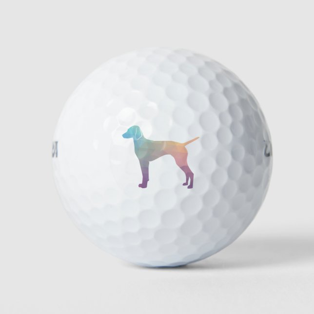Vizsla Dog Geometric Pattern Silhouette Pastel Golf Balls (Front)