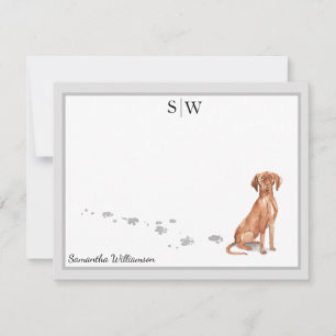 Vizsla Dog Grey Border Monogram Personalised Card