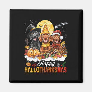 Vizsla Dog Halloween Christmas Happy Hallothanksma Magnet