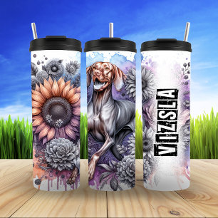 Vizsla Dog in Floral Art Thermal Tumbler