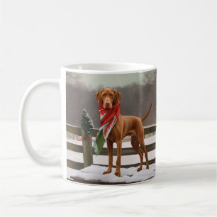 Vizsla Dog in Snow Christmas Coffee Mug