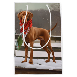 Vizsla Dog in Snow Christmas Medium Gift Bag