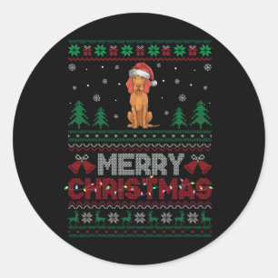 Vizsla Dog Lovers Santa Hat Christmas Tree Lights  Classic Round Sticker