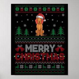 Vizsla Dog Lovers Santa Hat Christmas Tree Lights Poster