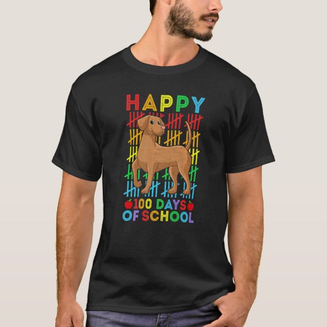 Vizsla Dog Lovers Teacher Student Happy 100 Days o T-Shirt (Front)