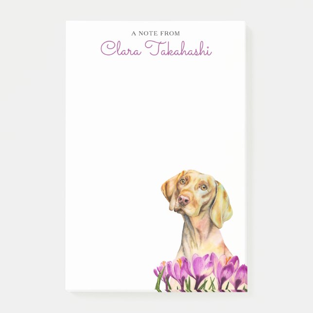 Vizsla Dog Lovers Watercolor Art | Add Name Post-it Notes (Front)