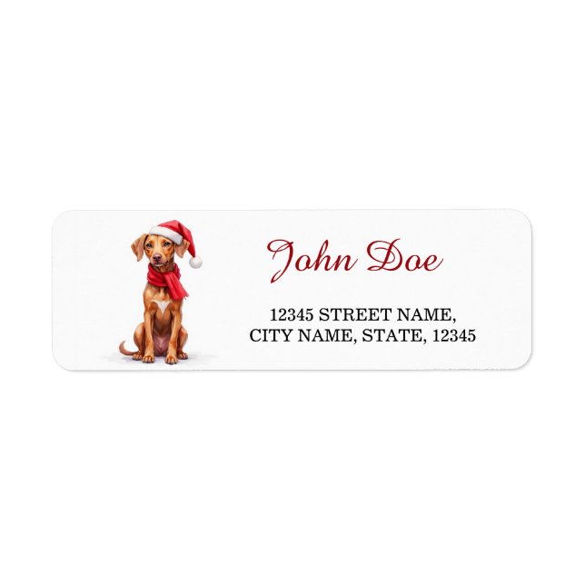 Vizsla Dog Santa Hat Christmas Return Address Label (Front)