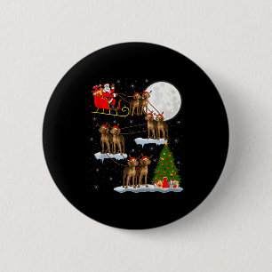 Vizsla Dog Santa Sleigh Flying Funny Magical Chris 6 Cm Round Badge