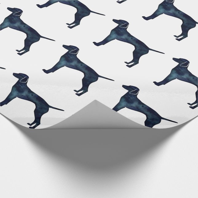 Vizsla Dog Silhouette Black Watercolor Wrapping Paper (Corner)