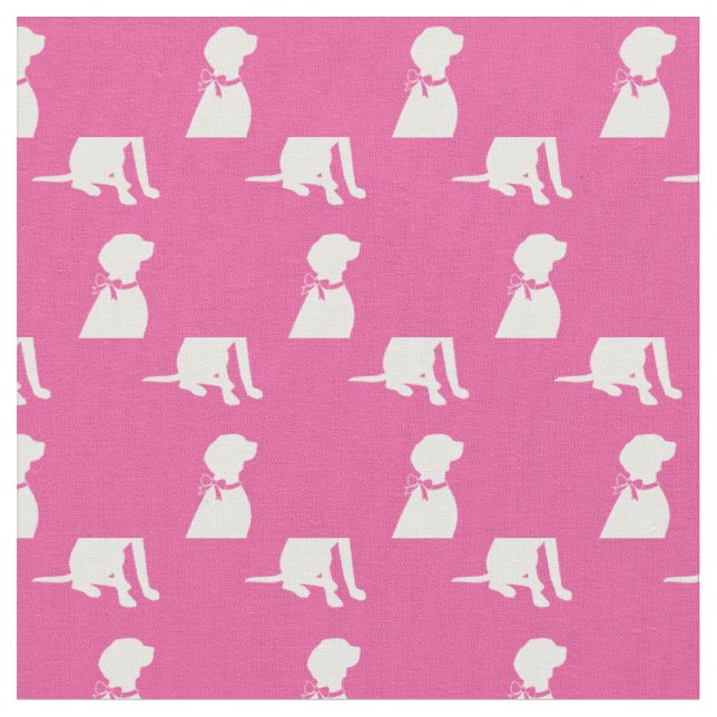 Vizsla Dog Silhouette Pet Pink Fabric (Close Up)