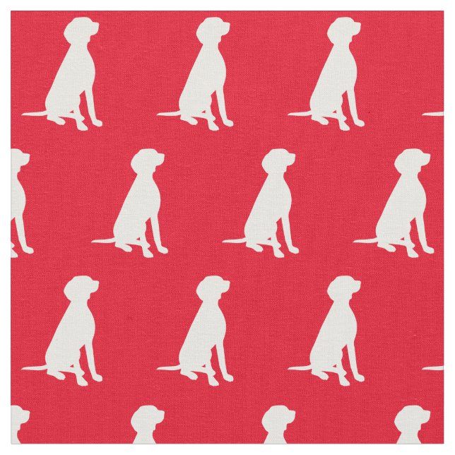 Vizsla Dog Silhouette Pet Red Fabric (Close Up)