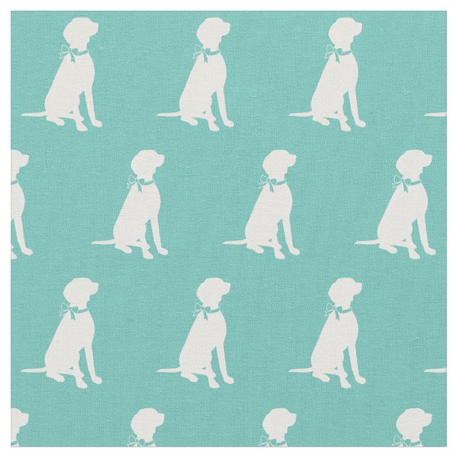 Vizsla Dog Silhouette Pet Teal Fabric (Close Up)