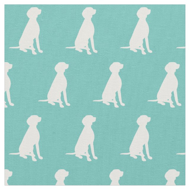 Vizsla Dog Silhouette Pet Teal Fabric (Close Up)
