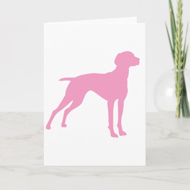 Vizsla Dog Silhouette (pink) Card (Front)