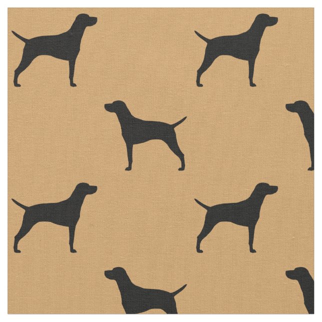 Vizsla Dog Silhouettes Pattern Fabric (Close Up)