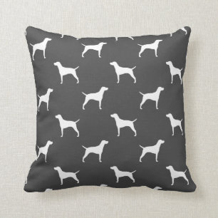Vizsla Dog Silhouettes Pattern Grey and White Cushion