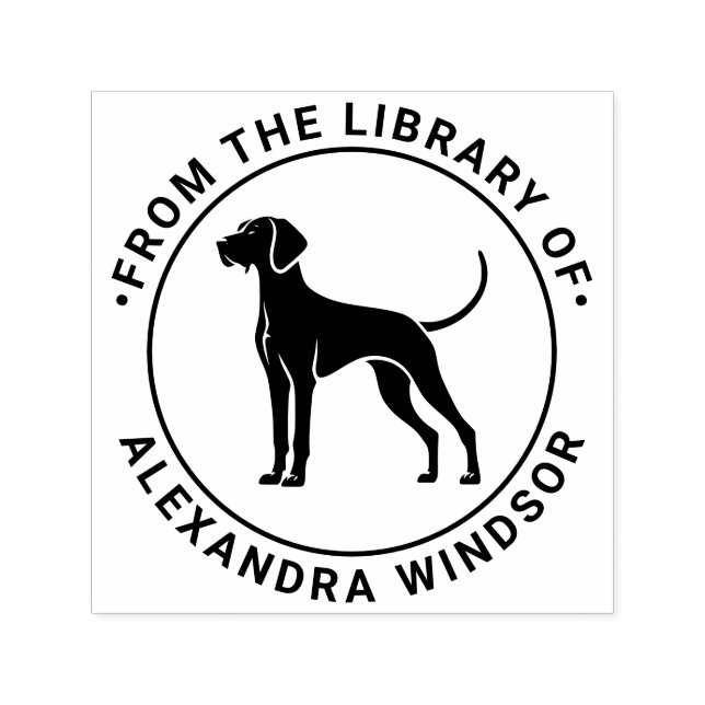 Vizsla Dog Standing Silh Library Book Name Self-inking Stamp (Design)