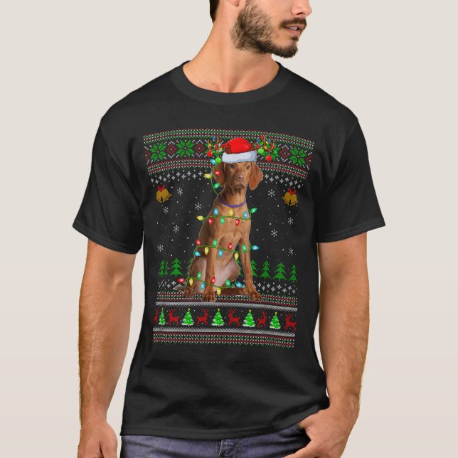 Vizsla Dog Ugly Christmas Sweaters Holiday Santa X (Front)