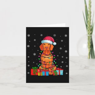 Vizsla Dog Ugly Xmas Lights Santa Hat Vizsla Dog C Card