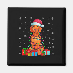 Vizsla Dog Ugly Xmas Lights Santa Hat Vizsla Dog C Magnet
