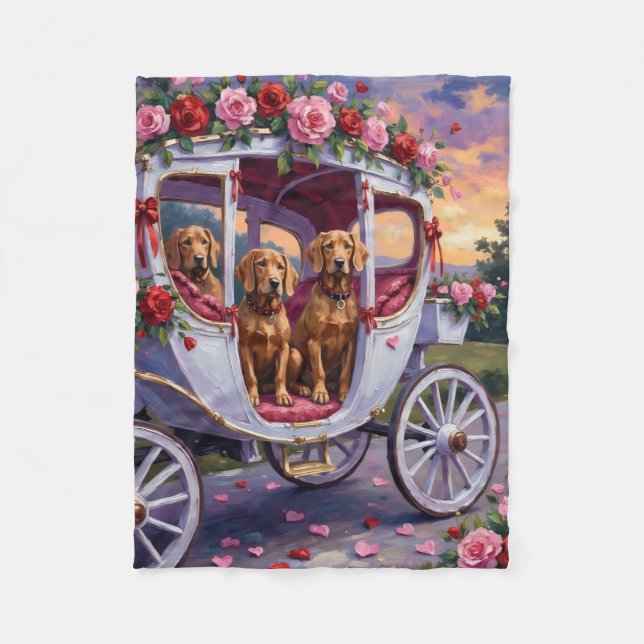 Vizsla Dog Valentine's Day Fleece Blanket (Front)