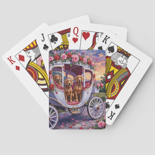 Vizsla Dog Valentine's Day Playing Cards (Back)