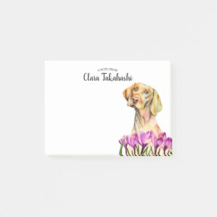 Vizsla Dog Violet Flower   Add Your Name Post-it Notes