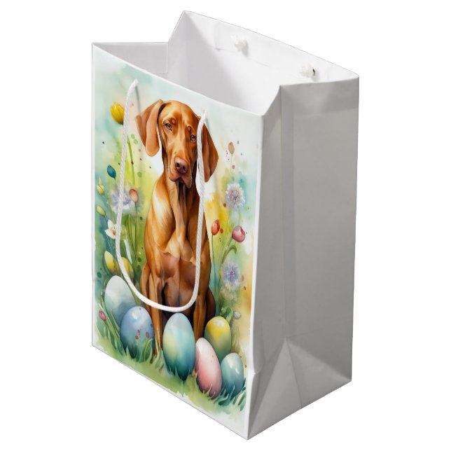 Vizsla Dog with Easter Eggs Holiday  Medium Gift Bag (Front Angled)