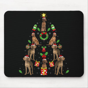 Vizsla Dog Xmas Lighting Tree Vizsla Christmas V N Mouse Pad