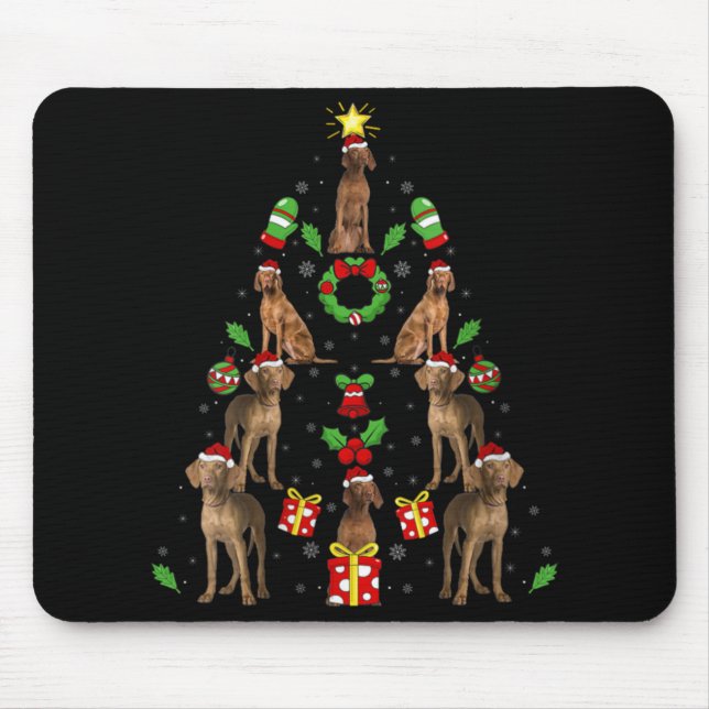 Vizsla Dog Xmas Lighting Tree Vizsla Christmas V N Mouse Pad (Front)