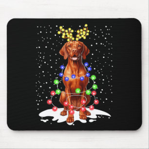 Vizsla Dog Xmas Ugly Christmas Lights Mouse Pad