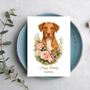 Vizsla Floral Portrait Card