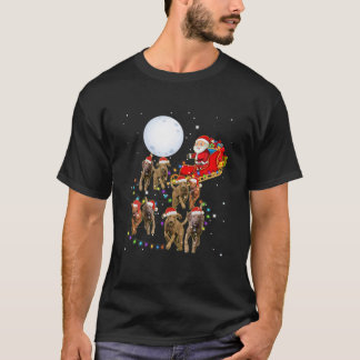 Vizsla Funny Reindeer Christmas Moon Santa Dog T-Shirt