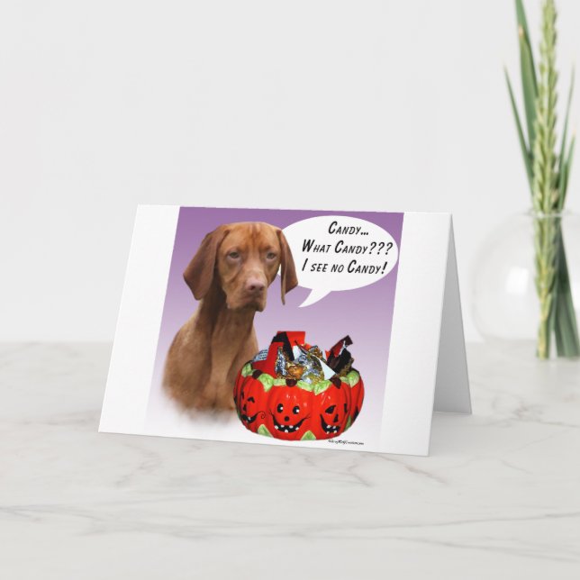 Vizsla Halloween Candy Card (Front)