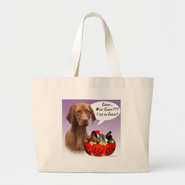 Vizsla Halloween Candy Large Tote Bag (Front)