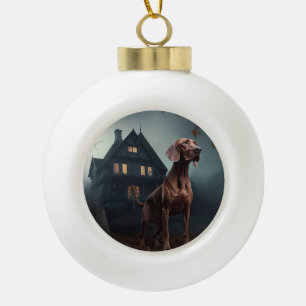 Vizsla Halloween Scary Ceramic Ball Christmas Ornament