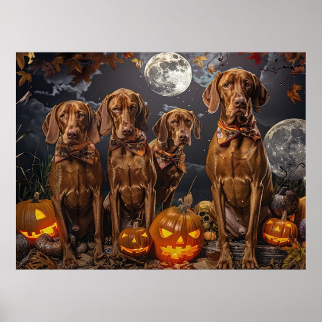 Vizsla Halloween Spooky Poster (Front)