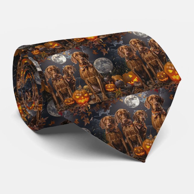 Vizsla Halloween Spooky Tie (Rolled)