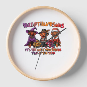 Vizsla Halloween Thanksgiving Christmas Classic T- Clock