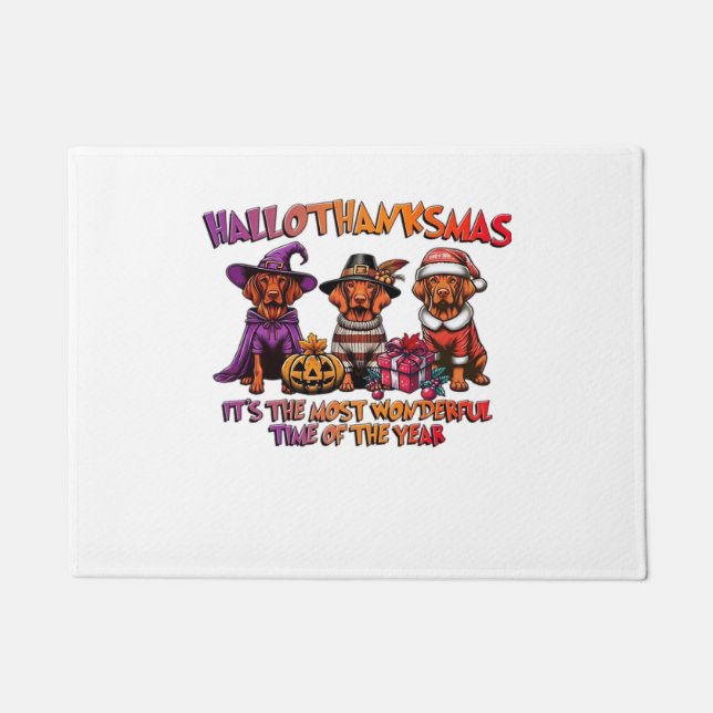 Vizsla Halloween Thanksgiving Christmas Classic T- Doormat (Front)