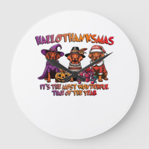 Vizsla Halloween Thanksgiving Christmas Classic T- Large Clock